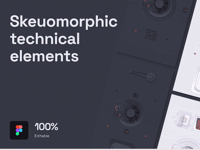 Skeuomorphic technical elements - Figma assets