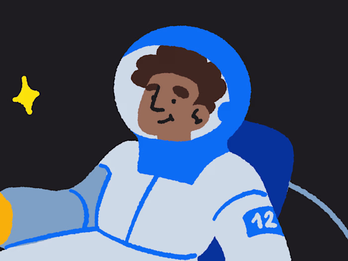 Floating astronaut illustration exploring calm, space-inspir...