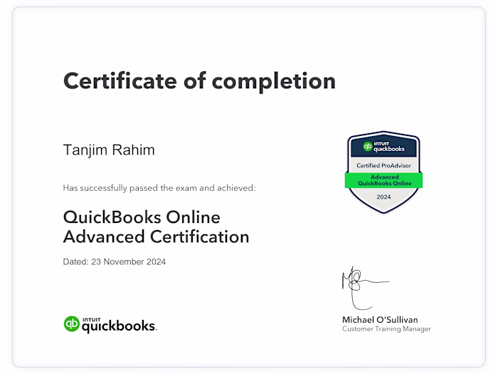 Certified Quickbooks ProAdvisor
