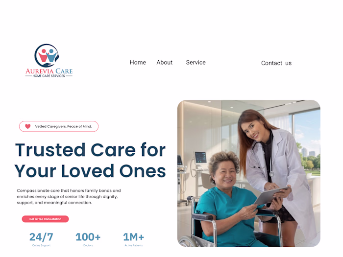 Aurevia Care | Senior Care Website Landing Page Design