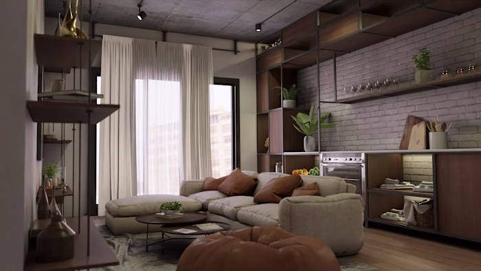 Interior Design for Industrial Style apartment  