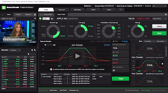 TD Ameritrade - Trade Finder advanced FinTech UX/UI