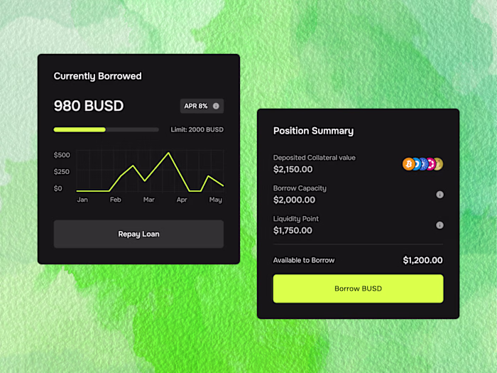 Defi Lending Protocol - Dashboard & Widgets