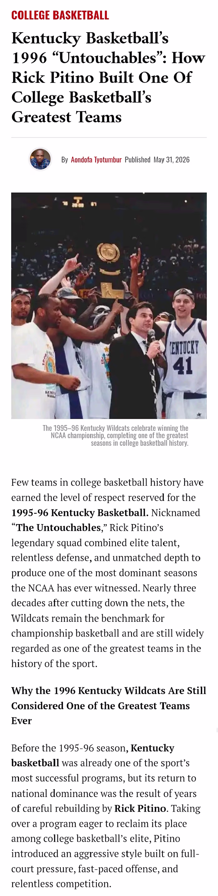 Wrote a well-researched college basketball