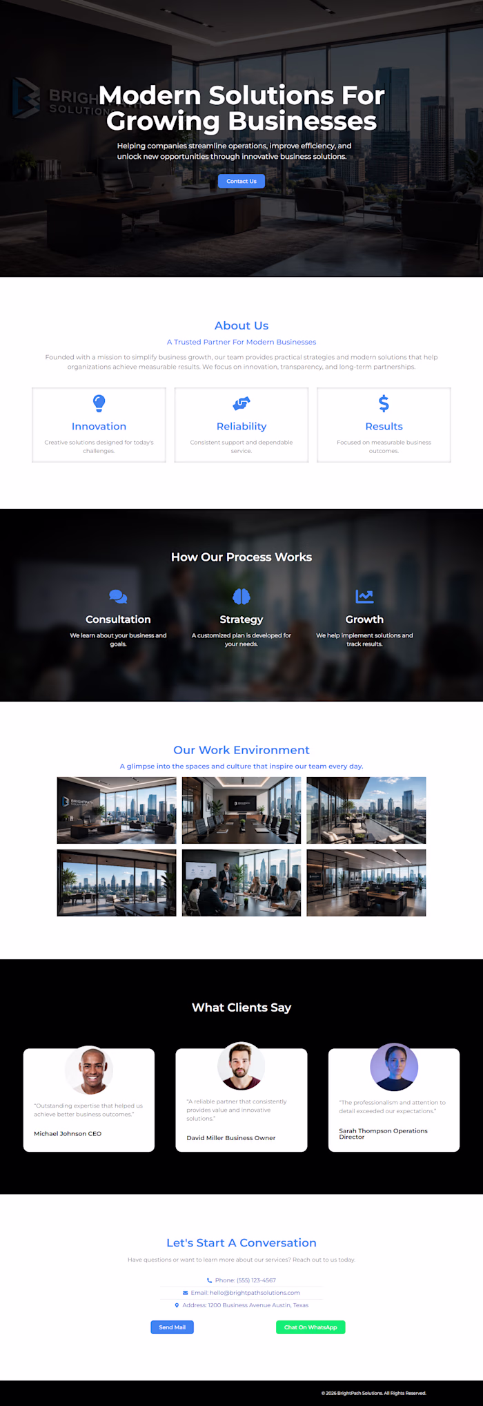 BrightPath Solutions:
Corporate website showcasing innovative