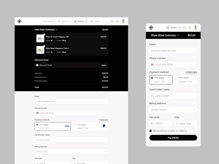 E-Commerce Checkout & Order Summary UI