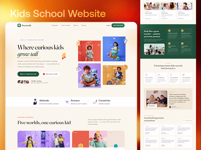 KIDS SCHOOL WEBSITE UI/UX DESIGN

