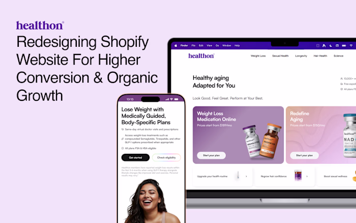 Healthon partnered for a Shopify