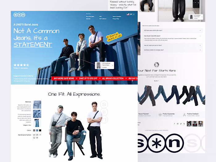 S*N - Denim Fashion Ecommerce Landing Page