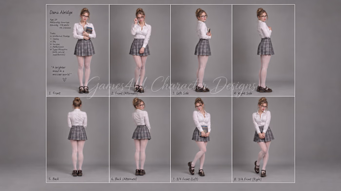 Dana Alridge character turnaround showcasing