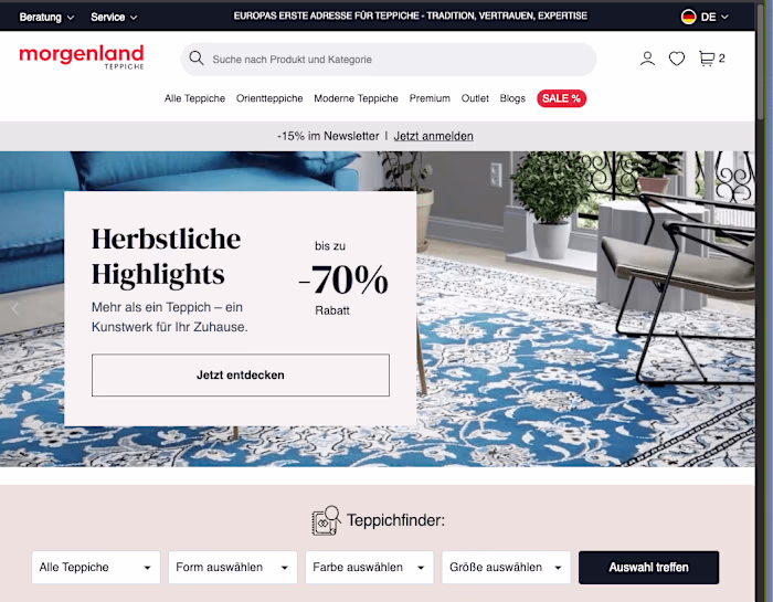 Morgenland Teppich - Ecommerce Site