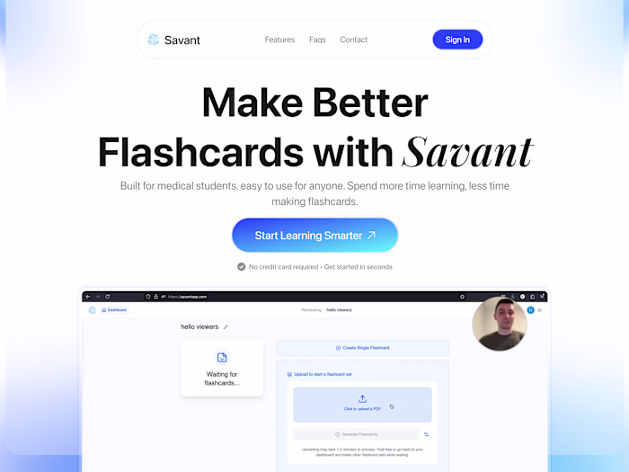 𝐒𝐚𝐯𝐚𝐧𝐭 𝐀𝐈 𝐏𝐨𝐰𝐞𝐫𝐞𝐝 𝐅𝐥𝐚𝐬𝐡𝐜𝐚𝐫𝐝 Website