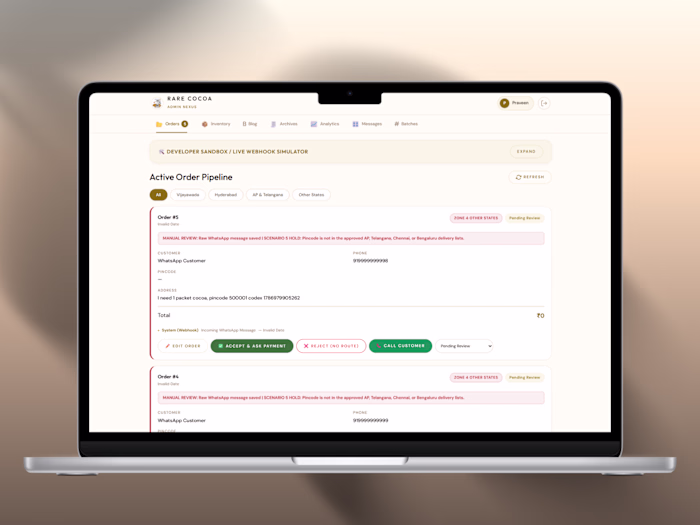 End-to-End WhatsApp Order Automation Engine