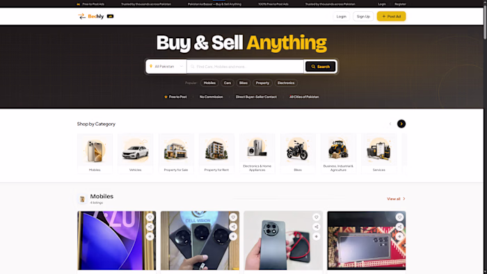 Bechly.pk — Classified Marketplace Platform (Web + React Native)