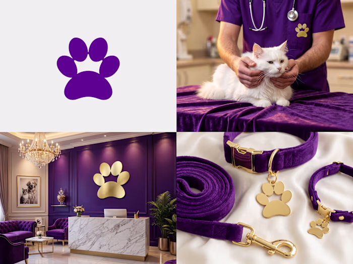Royal Paw Logo Design A stylized paw print with negative spa...