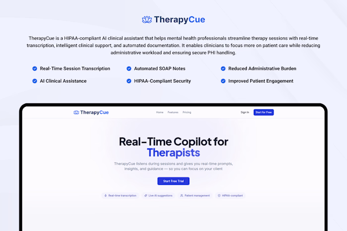 TherapyCue: AI Clinical Assistant Platform