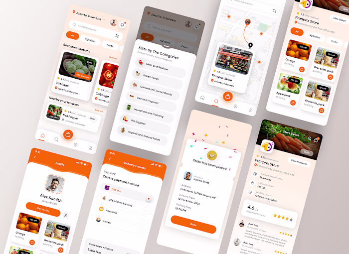 Grocery plus delivery application design in Figma