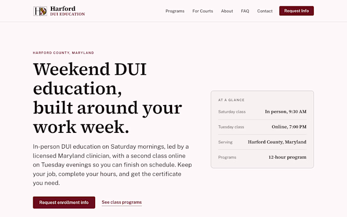 Harford DUI Education: Website & Payments