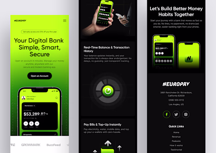 Responsive Design for Neuropay Digital Banking Platform