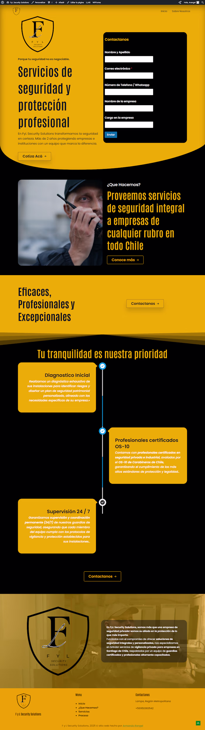 One Page website for a Private Security Company based in Chi...
