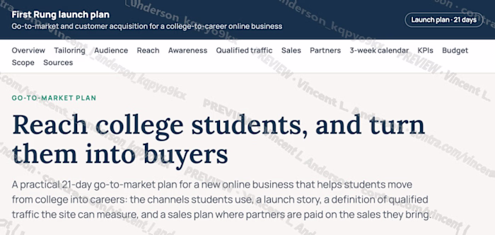 Launch plan: reaching college students and making sales