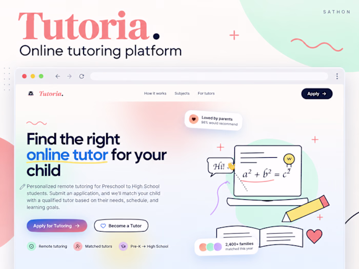 Tutoria — Online Tutoring Website & Application Journeys
