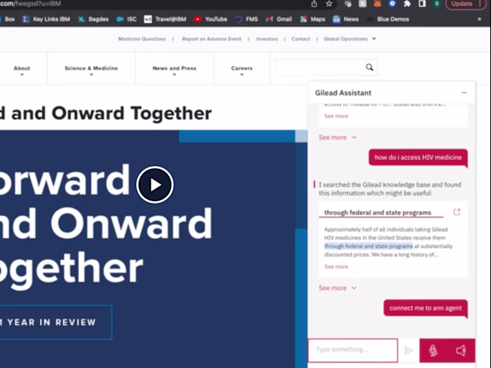 Gilead Watson Assistant + Watson Discovery Demo