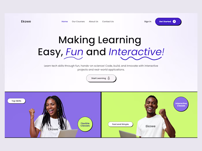 Landing page for EdTech StartUp