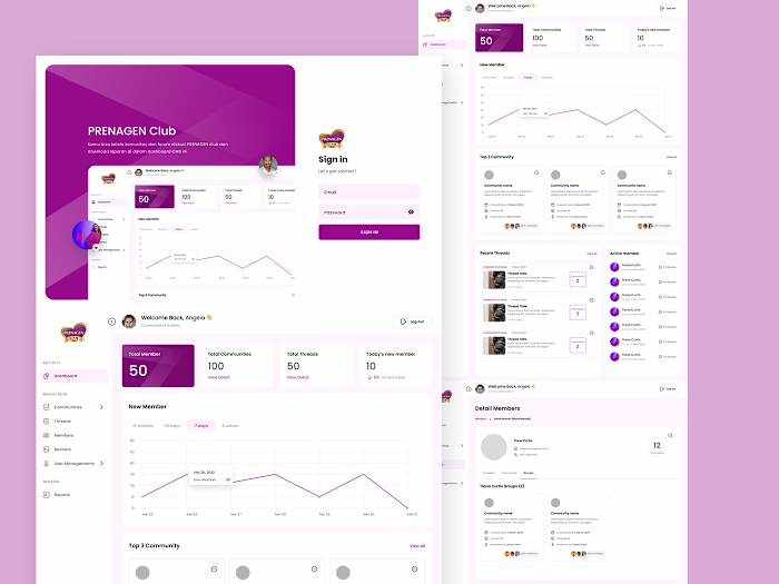 Community Club Dashboard UI Design