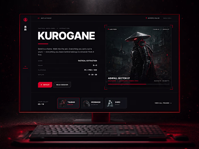 Kurogane Gaming Landing Page | Brand Identity