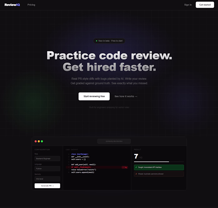ReviewIQ | AI Code Review Interview Trainer
