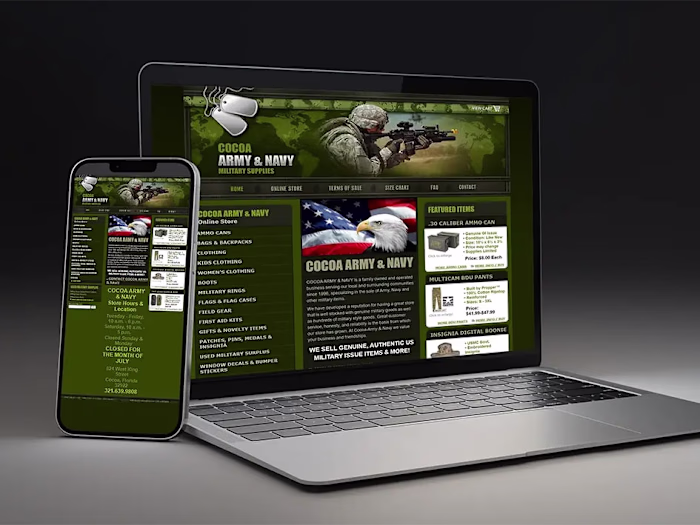 COCOA ARMY NAVY | 2004 | Expression Engine CMS, E-commerce, CSS