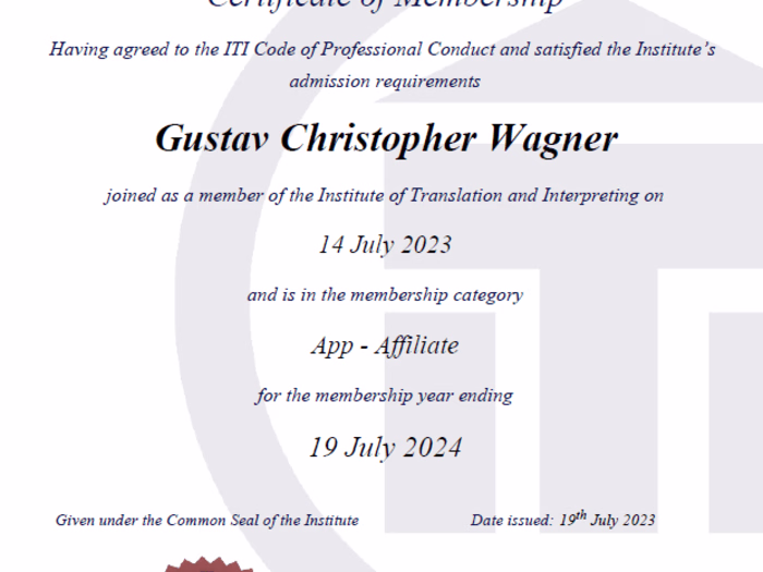 ITI (Institute of Translation and Interpreting - UK) Cert