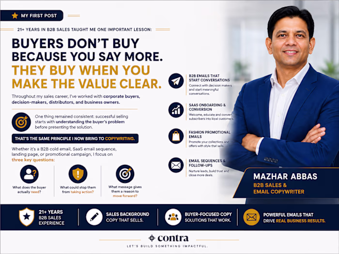 21+ years in B2B sales taught me this: clear value moves buy...