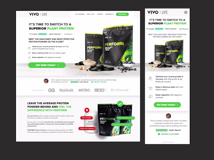 High-Converting Landing Page for Vivo Life (Built with Replo)