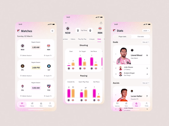 This modern mobile sports app
