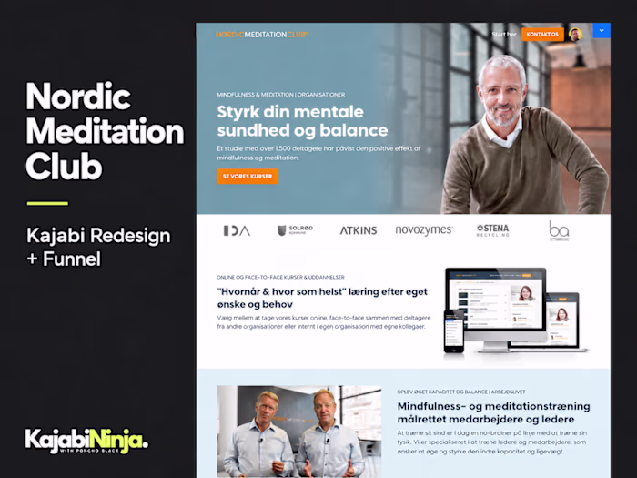 Nordic Meditation Club Kajabi Redesign and Funnel Implementation