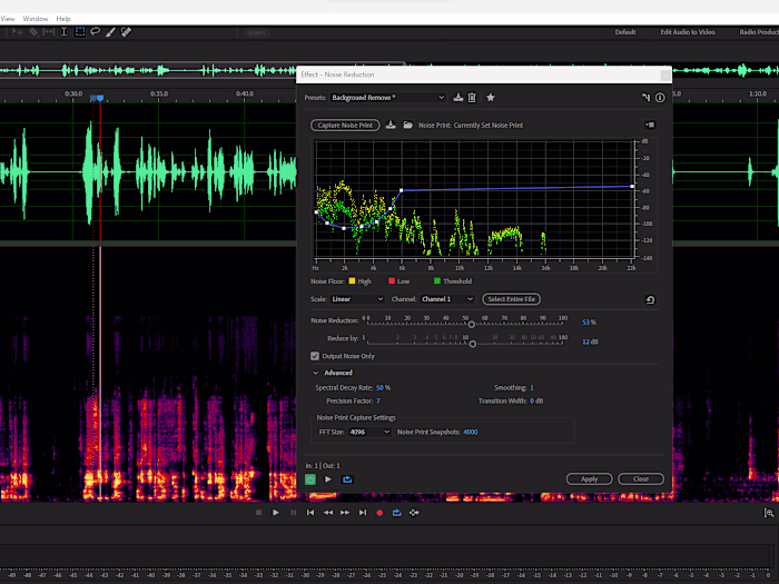 Audio editing and noise reduction for enhanced and clean audio
