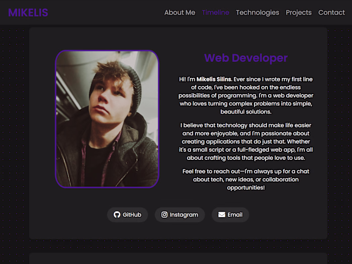 Web Developer Portfolio — Mikelis Silins