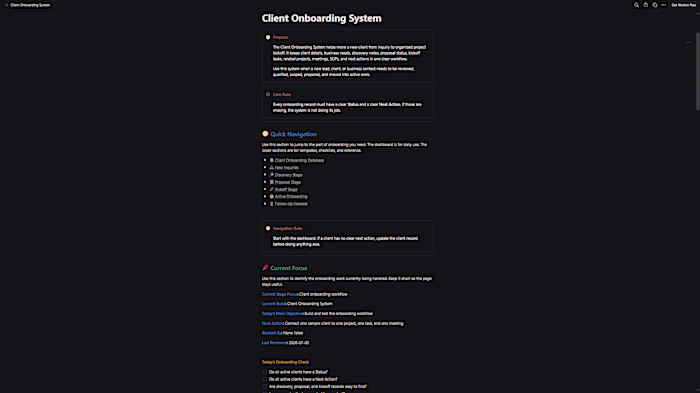 Client Onboarding System | Notion