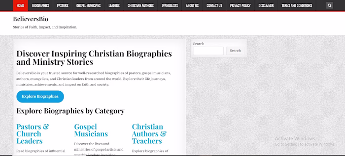 BelieversBio - A Christian Biography Website
