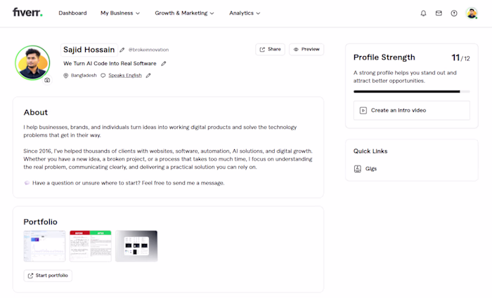 Working on rebuilding my Fiverr profile ✅😊 https://www.five...