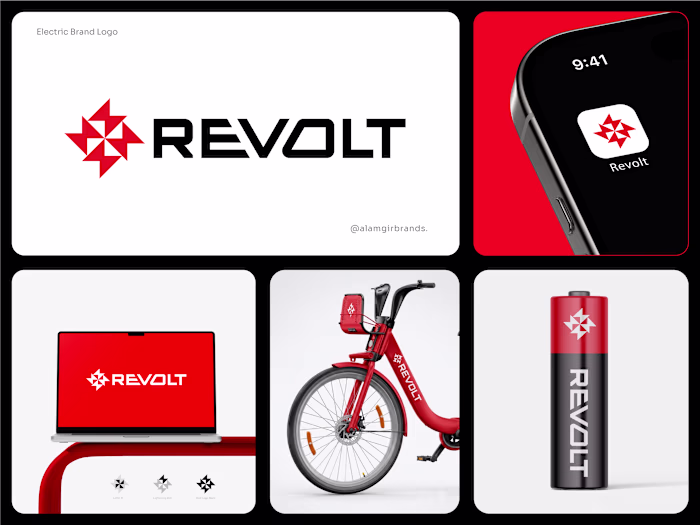 The Revolt logo transforms the ideas of electricity, motion,...