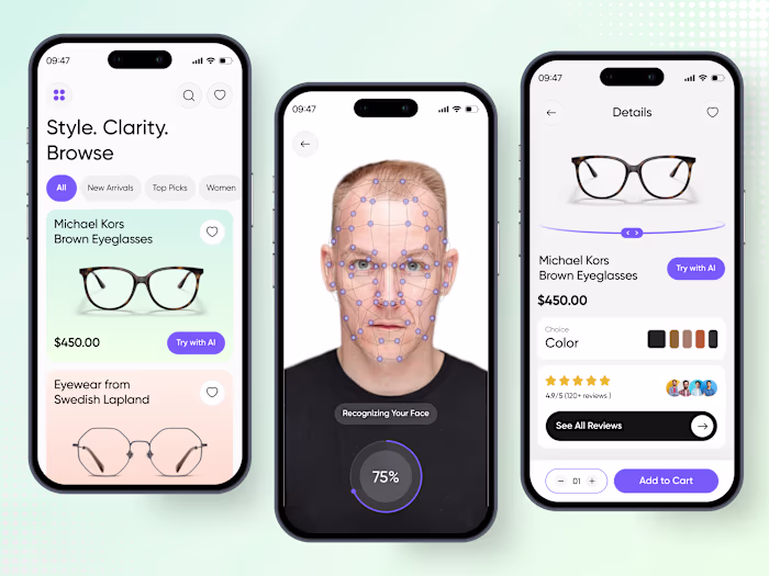 Eyecon - Eyewear AI Mobile App UI