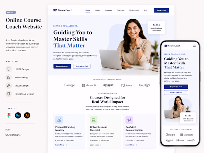 Online Course Coach Website Design
A