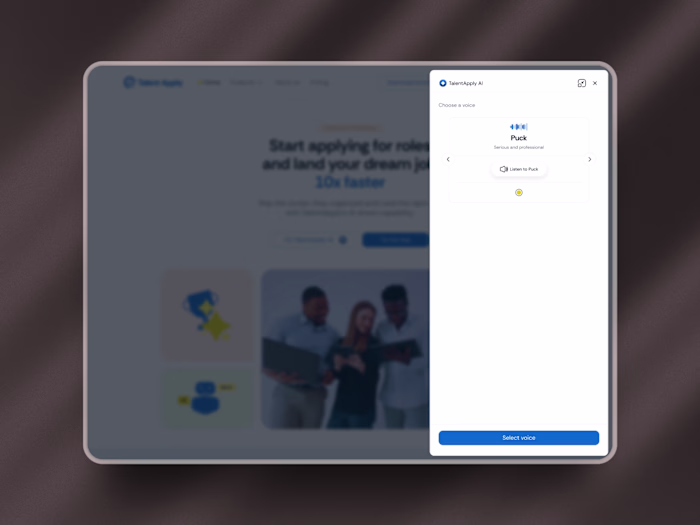 TalentApply AI Website Interaction & Engagement Select AI Voice