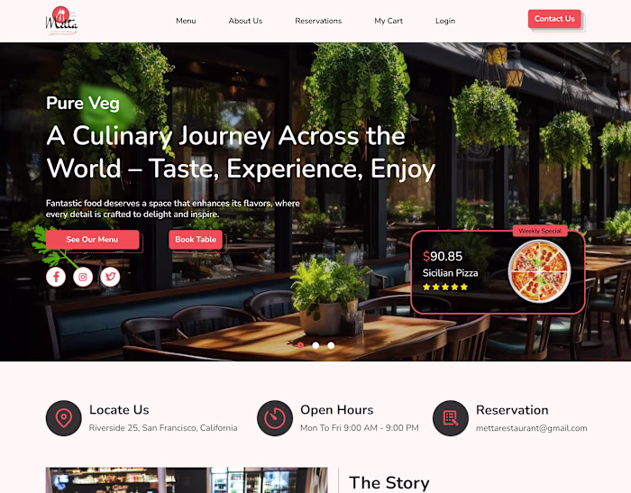 Multicusine Restaurant Web Design