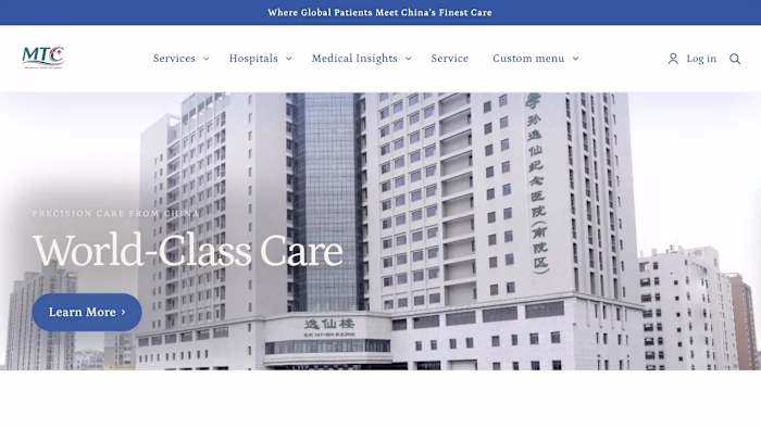 Medical Tour To China — Custom Shopify Platform