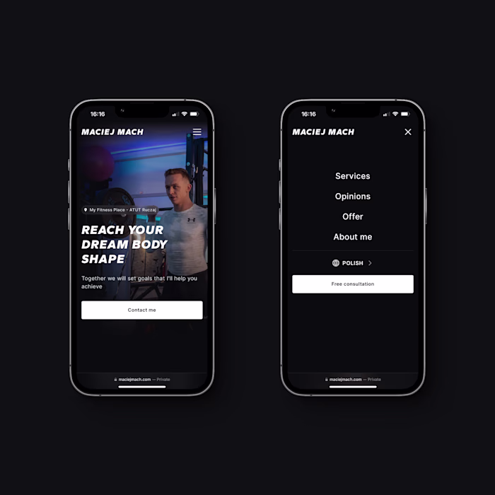 Personal Trainer Maciej Mach - Framer Website