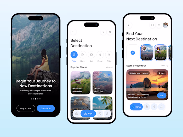 Travel App UI Design – Mobile Mockup